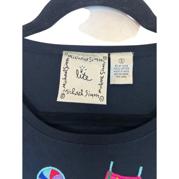 Michael Simon Lite Women's S Black Cotton Maxi Dress Beach Embroidery Summer - Picture 6 of 14